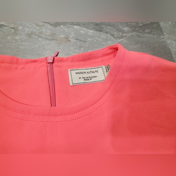 Maison Kitsuné Paris Coral Polyester Sweatshirt. Neon Pink. Embroidered. M. - Picture 4 of 11